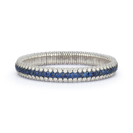 Roberto Demeglio Giotto 8 Blue Sapphire and Diamond Stretch Bracelet