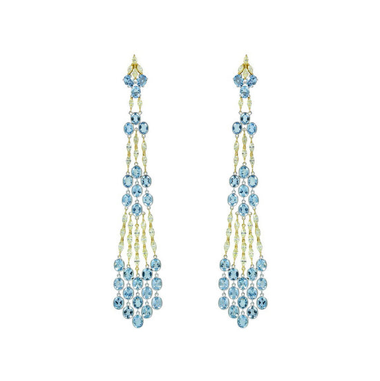 Etho Maria Aquamarine Yellow Diamond Diem Five-Strand Chandelier Earrings