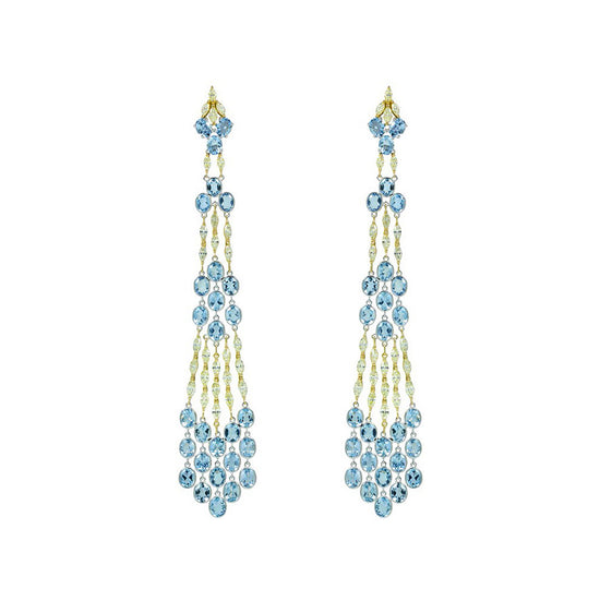 Etho Maria Aquamarine Yellow Diamond Diem Five-Strand Chandelier Earrings