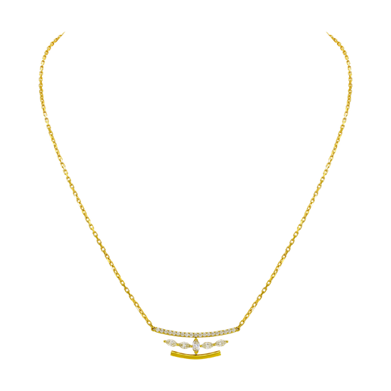 Etho Maria My Etho Yellow Gold Curved Bar Pendant Diamond Necklace