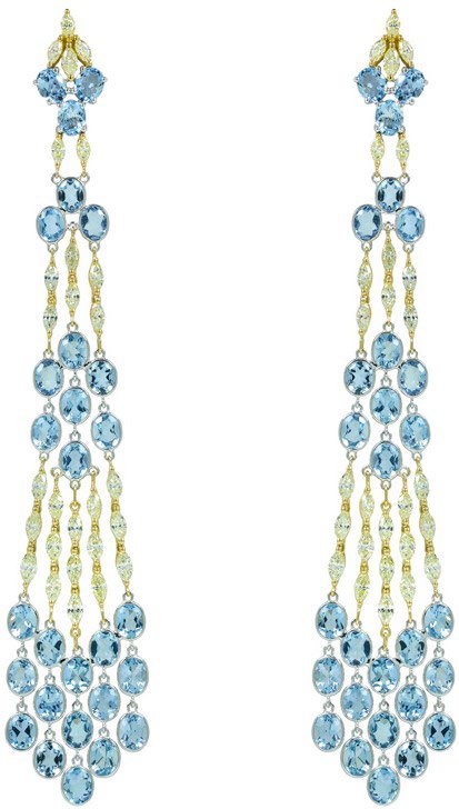 Etho Maria Aquamarine Yellow Diamond Diem Five-Strand Chandelier Earrings