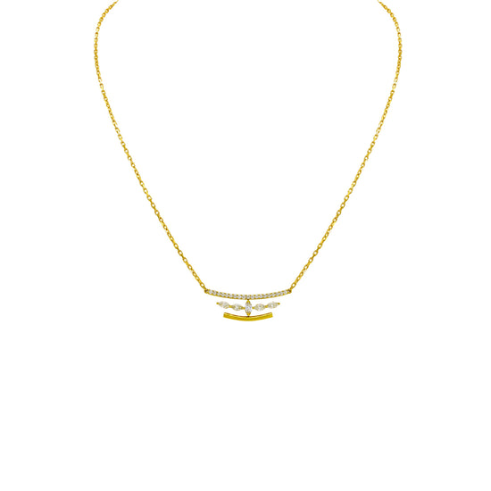 Etho Maria My Etho Yellow Gold Curved Bar Pendant Diamond Necklace