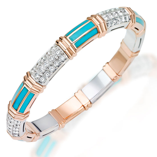 Picchiotti Xpandable™ 6.88 CT Diamond & Turquoise Bracelet in Two-Tone Gold