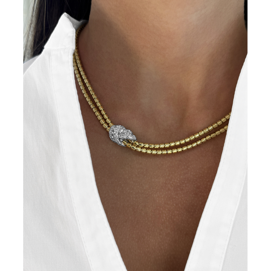 Gold and Diamond Knot Necklace