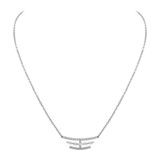 Etho Maria My Etho White Gold Curved Bar Pendant Diamond Necklace