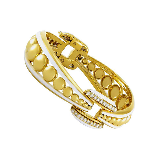 Etho Maria Hand-Carved Ceramic & Diamond Accent Cabouchon Bangle Bracelet