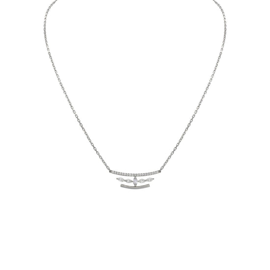Etho Maria My Etho White Gold Curved Bar Pendant Diamond Necklace