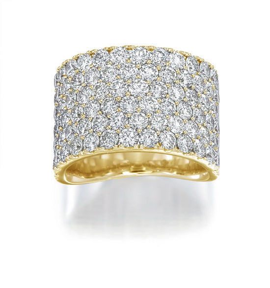 6 Row Diamond Ring in Yellow Gold