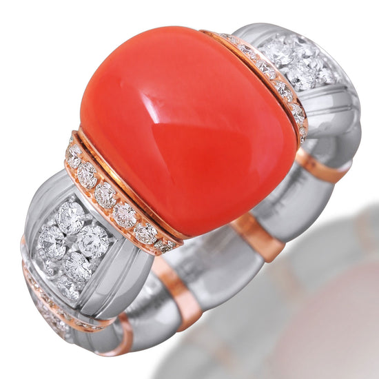 Picchiotti Xpandable™ 4.15CT Coral & Diamond Fashion Ring in White & Rose Gold