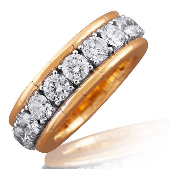 Picchiotti Xpandable™ 4.16CT Round Cut Diamond Pavé Gold Accent Channel-Set Ring in Yellow Gold