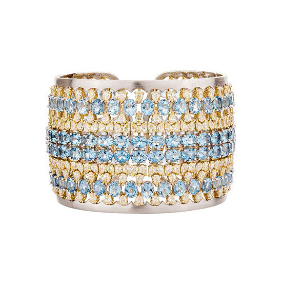 Etho Maria Aquamarine Yellow Diamond Layered Diem Bangle Bracelet