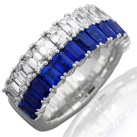 Picchiotti Xpandable™ 5.08CT Two Row Sapphire and Diamond Mixed Cut Half Way Eternity Ring