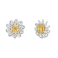Yellow and White Diamond Floral Clip On Earrings