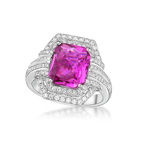 Octagon Pink Sapphire Ring