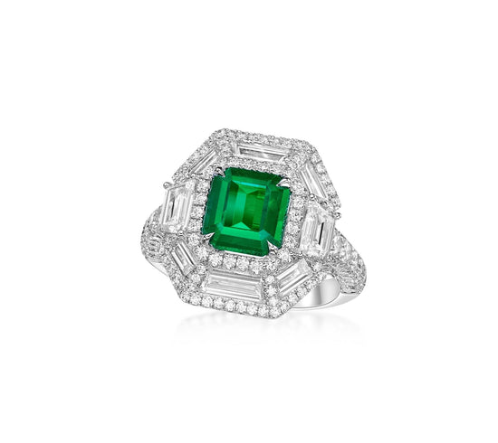 Art Deco Emerald and Diamond Ring