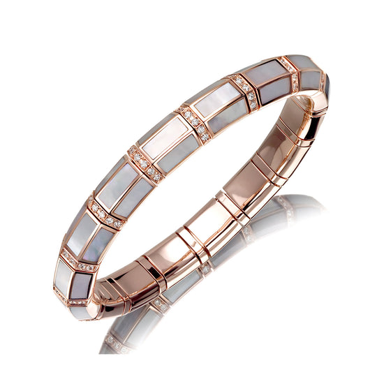 Picchiotti Xpandable™ 18k Gold White Mother of Pearl and Diamond Bracelet