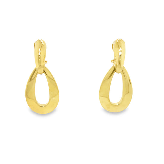 18KT Yellow Gold Flat Oval Earrings