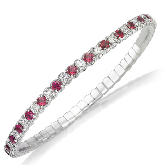 Picchiotti Xpandable™ 7.27CT Alternating Ruby and Diamond Round Cut Tennis Bracelet