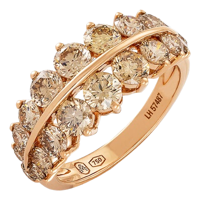 Etho Maria Two Row Graduated Brown Diamond Gemini Ring