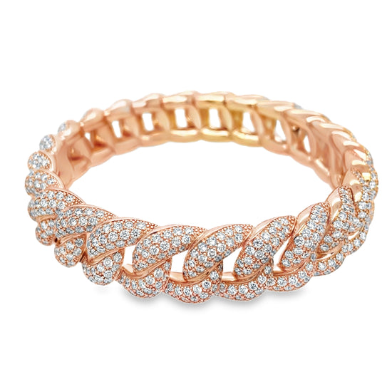 Roberto Demeglio Large Groumette Diamond Link Stretch Bracelet in Rose Gold