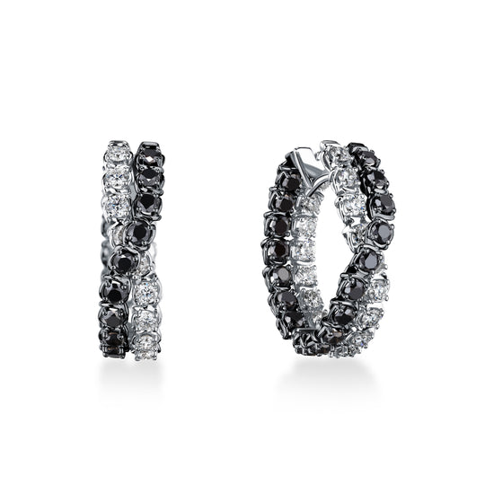A Link Black and White Diamond Twist Hoops