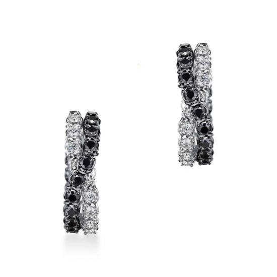 A Link Black and White Diamond Twist Hoops