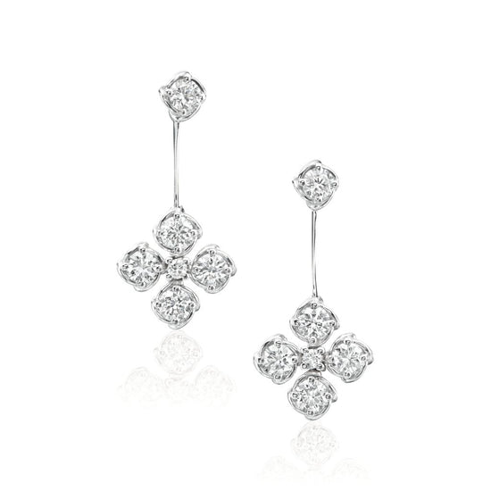 Four-Clover Diamond Drop Earrings