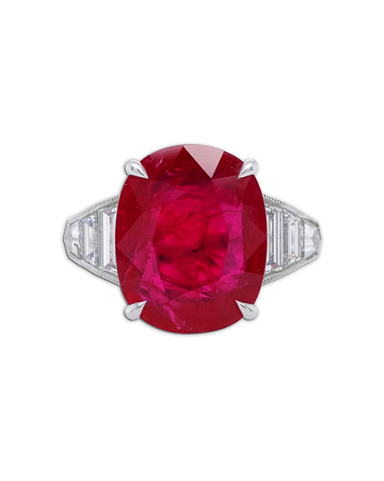 Bayco Cushion Cut Ruby and Diamond Ring