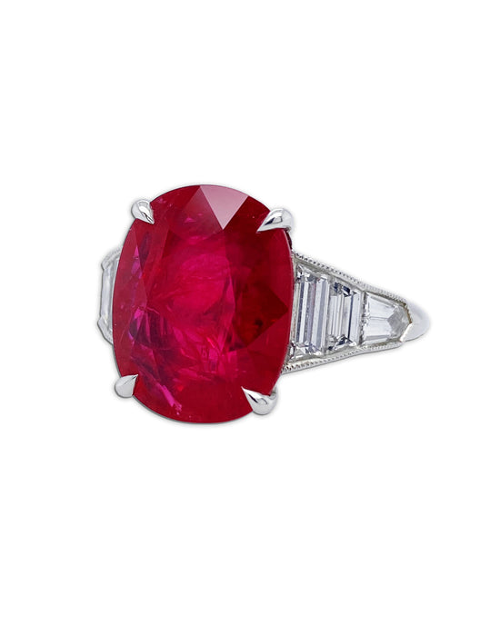 Bayco Cushion Cut Ruby and Diamond Ring