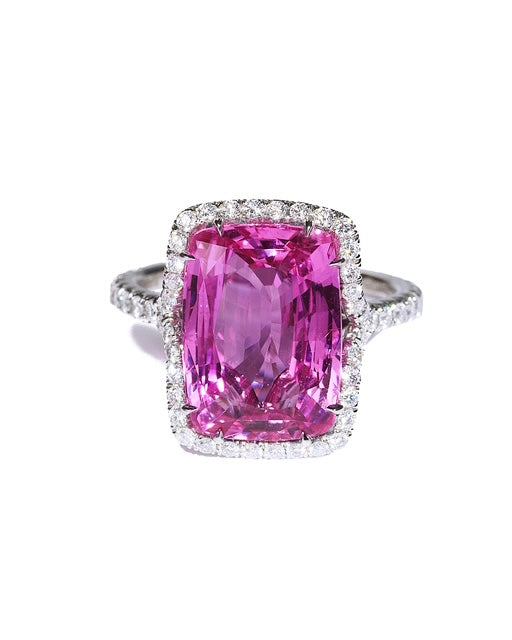Cushion Cut Pink Sapphire Ring