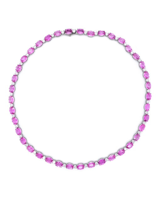 Oval Pink Sapphire Necklace