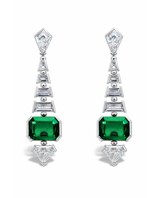 Bayco Diamond and Emerald Dangle Earrings