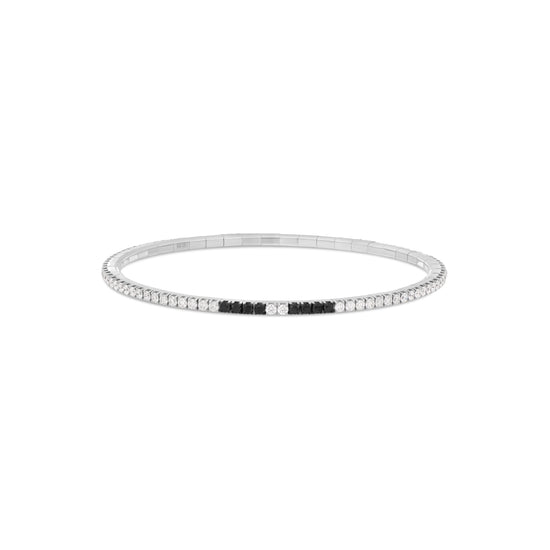Extensible ATP White & Black Diamond Stretch Tennis Bracelet