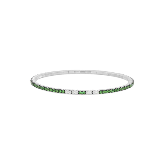 Extensible ATP Tsavorite & White Diamond Stretch Tennis Bracelet