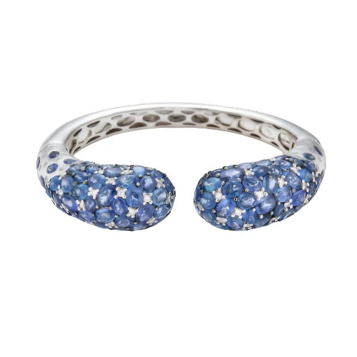 Blue Sapphire Mosaique Open Bangle Bracelet