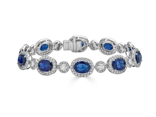 Piranesi Blue Sapphire and Diamond Halo Bracelet
