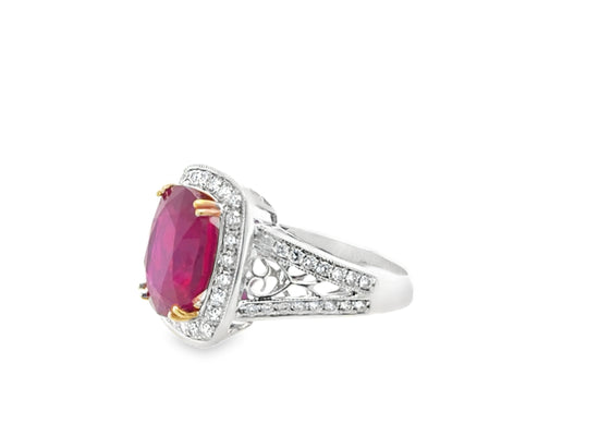 7CT Oval Cut Ruby Ring