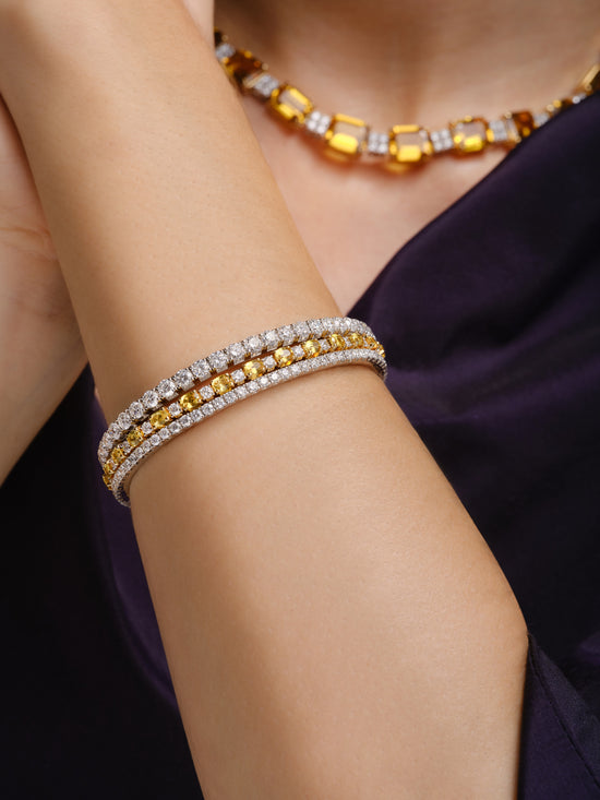 7.55 CT Oval-Cut Yellow Sapphire & Diamond Stretch Tennis Bracelet