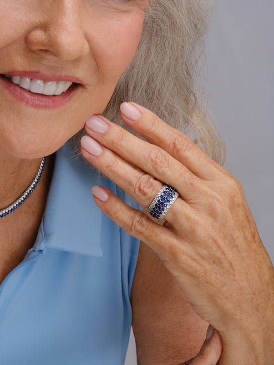 Roberto Demeglio Giotto 9 Blue Sapphire and Diamond Stretch Ring