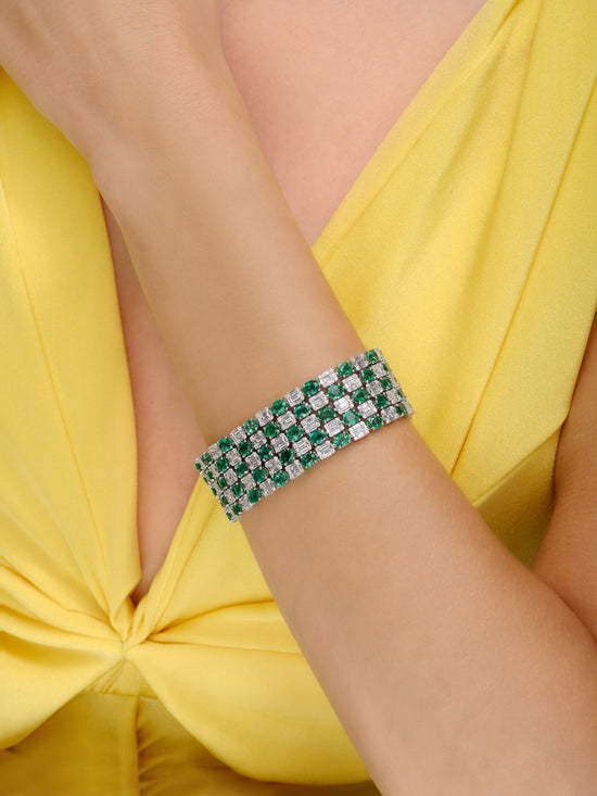 5-Row Emerald and Diamond Bracelet