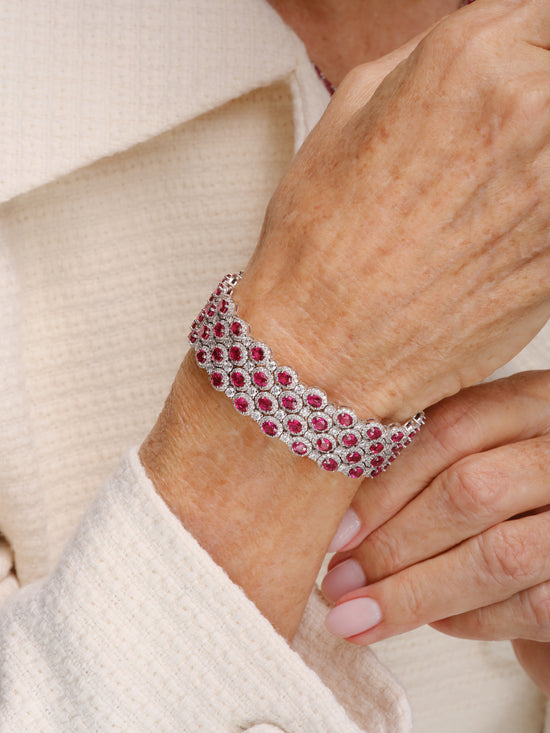 4 Row Ruby and Diamond Bracelet