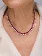 Hear Shaped Ruby onand Pear Shaped Diamond Necklace