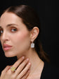 Radiant Cut Diamond Leverback Earrings with Pavé Diamond Halo