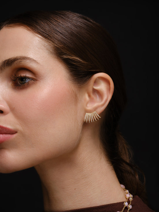 Piranesi Diamond Fan Cuff Earrings