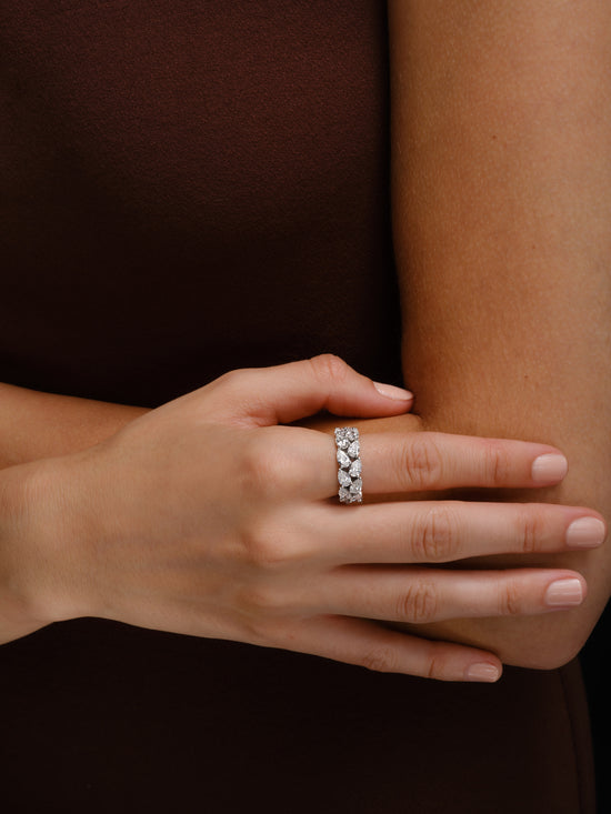 Pear Shaped Diamond Double Row Eternity Band
