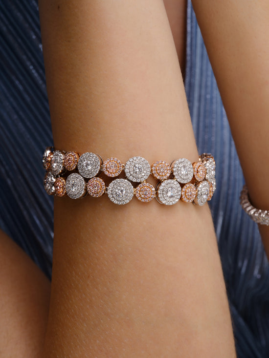 Pink and White Diamond Bracelet in White and Rose Gold