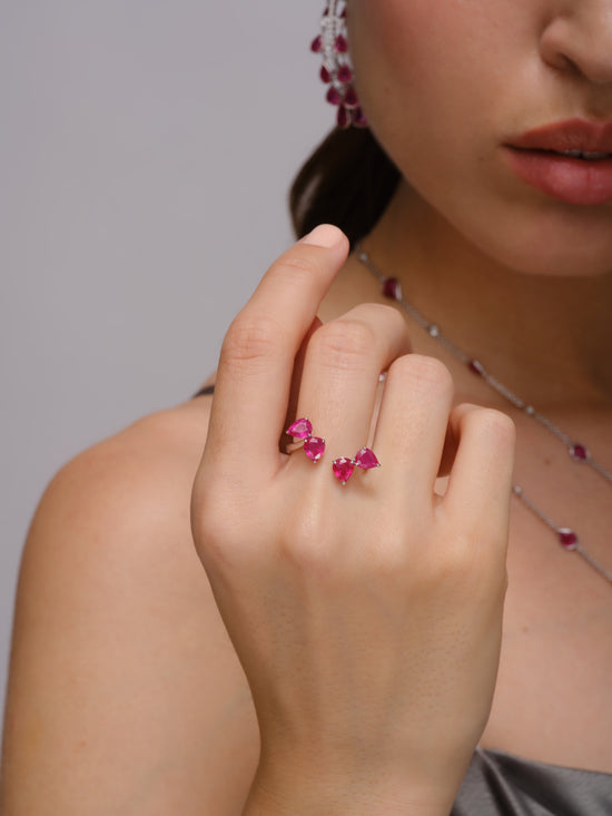 Piranesi Pear Shaped Ruby Bypass Ring