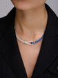 Charles Krypell White Diamond and Blue Sapphire Nautical Knot Necklace