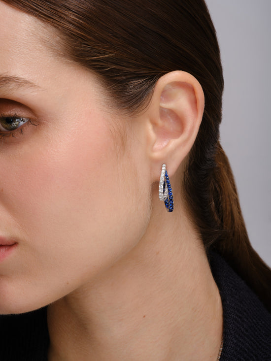 Charles Krypell Diamond and Sapphire Intertwining Double Hoop