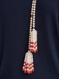 Pearl and Coral Tassel Larriat Necklace